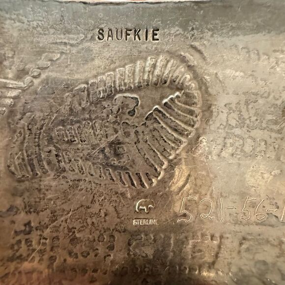 Saufkie Sterling Silver Hopi Belt Buckle Bear Paw Geometric with Black Belt - Picture 6 of 6